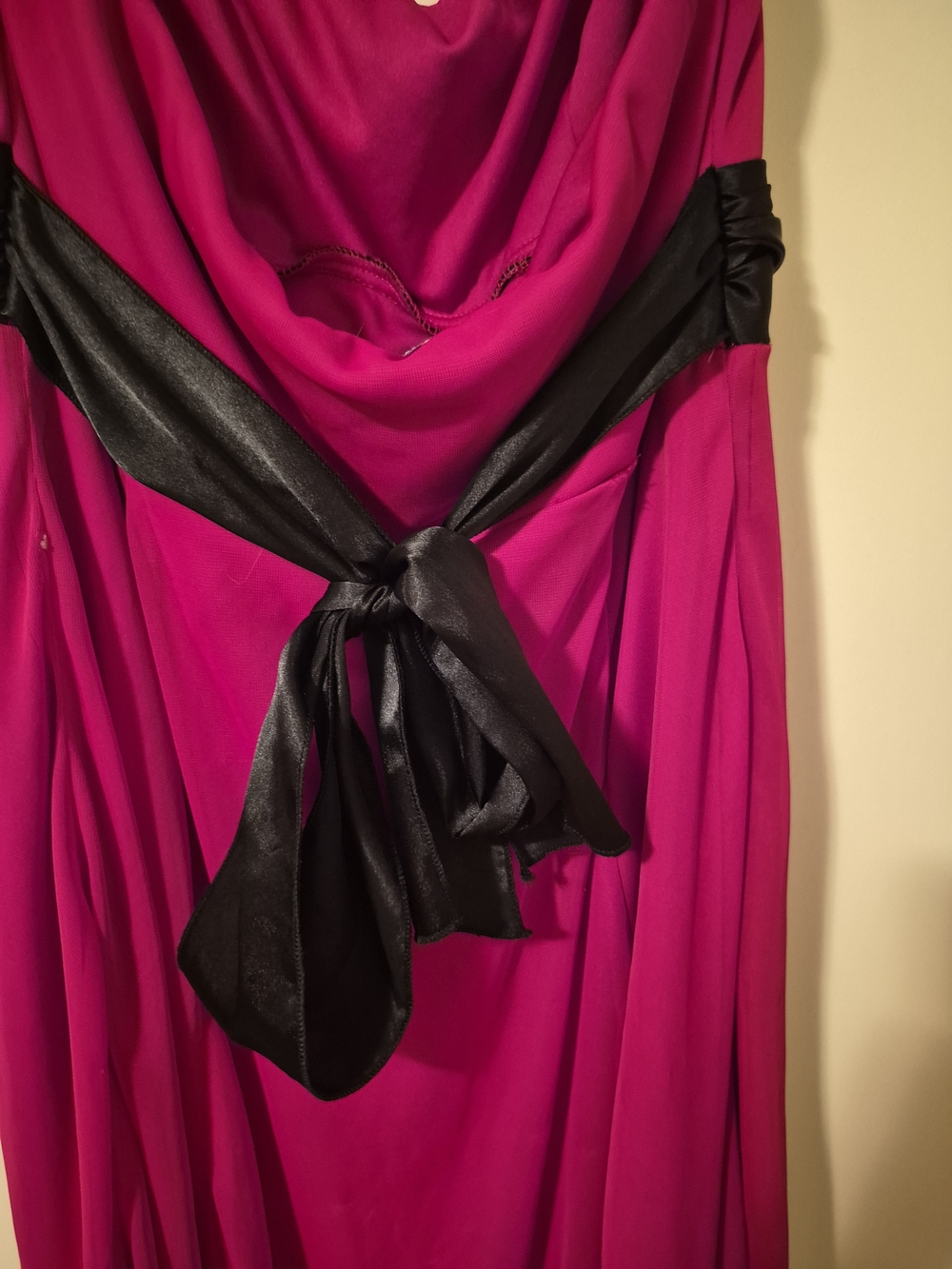 Jolie Fuchsia Evening Dress with Black Waist Sash